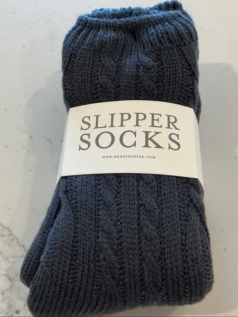 Grey Cable-Knit Slipper Socks - Cozy Indoor Comfort